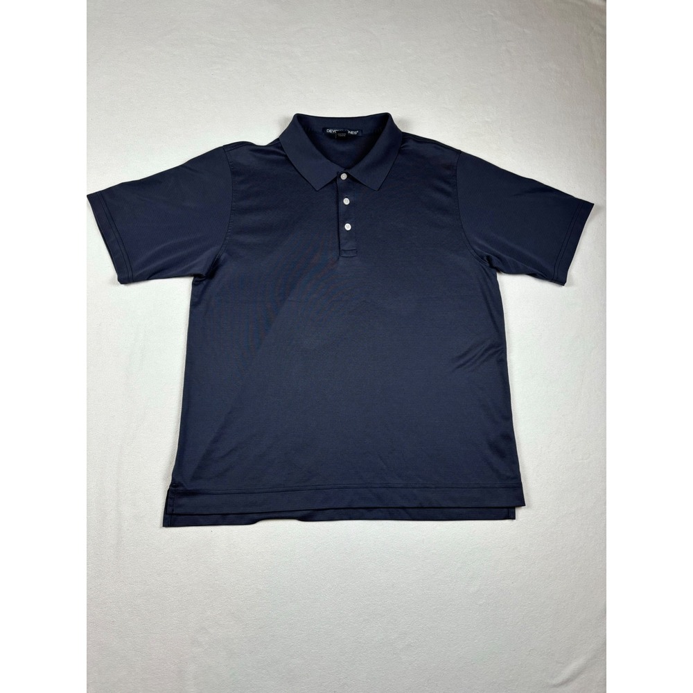 Devon & Jones Mens Pima Cotton Blend Polo Shirt Navy Blue Medium Short Sleeve